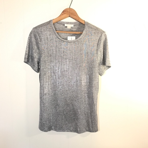 Finn & Grace Shiny Metallic Crewneck Top - Picture 3 of 7